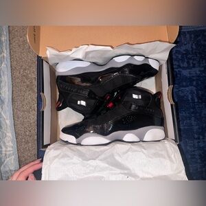 Nike Air Jordan 6 Rings Black and White Patent 6.5Y/Womens 8 USED with BOX